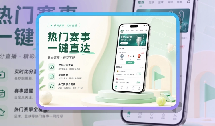 紧凑功能卡 · 移动赛事服务 · 手机追赛更顺手界面展示
